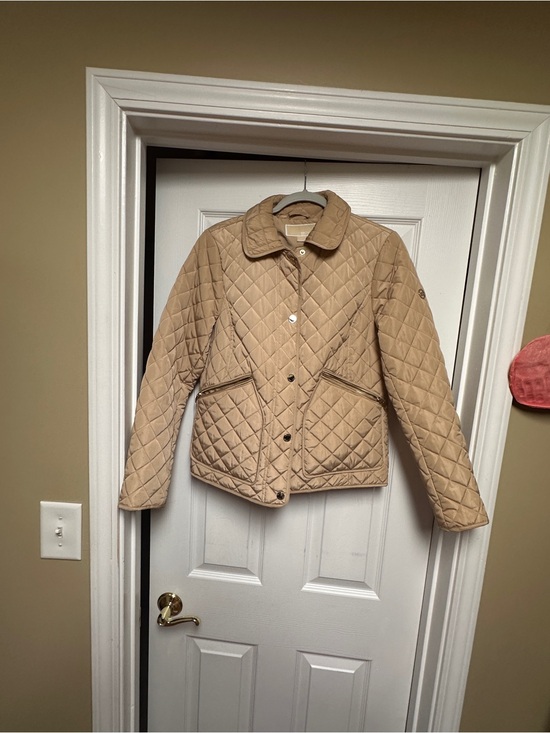 MICHAEL Michael Kors Jackets & Blazers - MICHAEL Michael Kors Beige Logo Quilted Coat